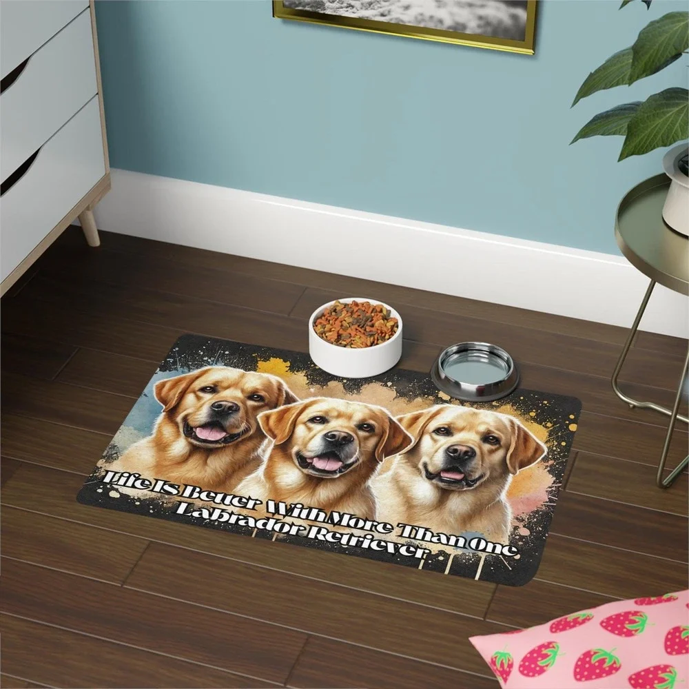 Pet Food Mat - "Life is Better With More Than One Labrador Retriever&quot